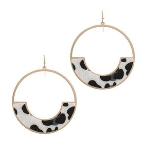 New Animal Print Circle Drop Earrings